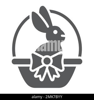 Osterhase in Korbglyphe-Symbol, ostern und Tier, Kaninchen-Zeichen, Vektorgrafiken, durchgehendes Muster auf weißem Hintergrund, 10. Stufe. Stock Vektor