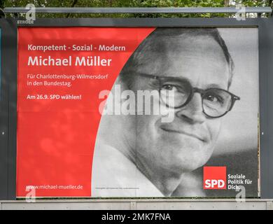 Wahlplakat, Michael Mueller, SPD, Bundestagswahlen, Berlin, Deutschland Stockfoto