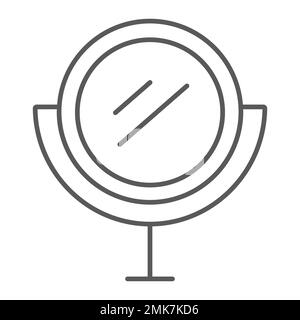 Tabelle spiegeln dünne Linien, Glas und Reflexion, rundes Spiegelzeichen, Vektorgrafiken, lineares Muster auf weißem Hintergrund, eps 10. Stock Vektor