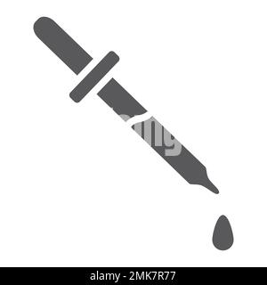 Pipettiersymbol, Instrument und Labor, Tropferzeichen, Vektorgrafiken, ausgefülltes Muster auf weißem Hintergrund, eps 10. Stock Vektor