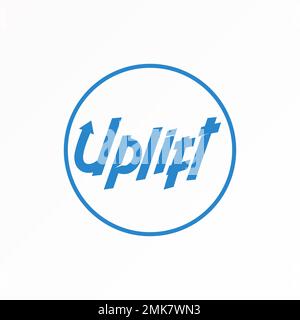 Buchstaben- oder WORTAUFWERTUNG Schriftart im Kreis mit Pfeil nach oben Grafik Symbol Logo Design abstraktes Konzept Schriftzug oder Wortmarke Stock Vektor