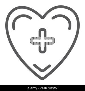 Herz mit Kreuzliniensymbol, Medizin und Kardiologie, Gesundheitszeichen, Vektorgrafiken, ein lineares Muster auf weißem Hintergrund, eps 10. Stock Vektor