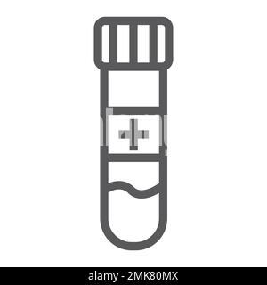 Liniensymbol für Reagenzgläser, Medizin und Ausrüstung, Zeichen für Laborkolben, Vektorgrafiken, lineares Muster auf weißem Hintergrund, eps 10. Stock Vektor