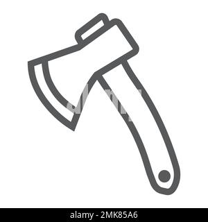 Axt-Liniensymbol, Werkzeug und Tomahawk, Axt-Zeichen, Vektorgrafiken, lineares Muster auf weißem Hintergrund, eps 10. Stock Vektor