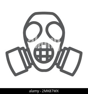 Liniensymbol der Strahlungsmaske, Verteidigung und Atemschutzmaske, Gasmaskenzeichen, Vektorgrafiken, ein lineares Muster auf weißem Hintergrund, eps 10. Stock Vektor