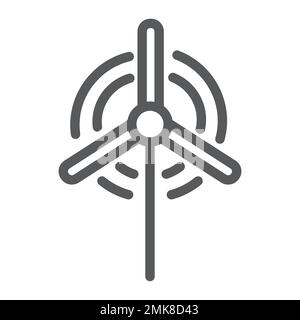 Symbol der Windenergielinie, Ökologie und Energie, Windturbinenzeichen, Vektorgrafiken, lineares Muster auf weißem Hintergrund, eps 10. Stock Vektor