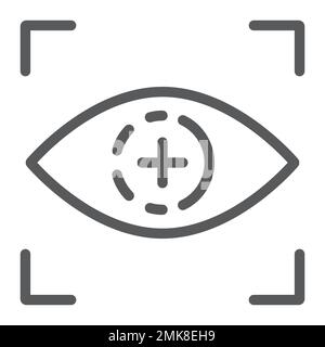 Augen-Scan-Liniensymbol, Zugang und Identifizierung, Retina-Scan-Zeichen, Vektorgrafiken, ein lineares Muster auf weißem Hintergrund, eps 10. Stock Vektor