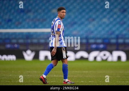 Sheffield, Großbritannien. 28. Januar 2023. Liam Palmer #2 von Sheffield Mittwoch während des Spiels Sheffield Wednesday vs Fleetwood Town in Hillsborough, Sheffield, Vereinigtes Königreich, Emirates FA Cup vierte Runde, 28. Januar 2023 (Foto von Steve Flynn/News Images) in Sheffield, Vereinigtes Königreich, 1./28. Januar 2023. (Foto: Steve Flynn/News Images/Sipa USA) Guthaben: SIPA USA/Alamy Live News Stockfoto