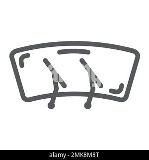 Wischerlinien-Symbol, Auto und Windschutzscheibe, Autobürstenschild, Vektorgrafiken, lineares Muster auf weißem Hintergrund, eps 10. Stock Vektor
