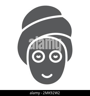 Schönheitsmaske Glyphe Symbol, Haut und Schönheit, Gesichtspflegezeichen, Vektorgrafiken, ein durchgehendes Muster auf weißem Hintergrund, eps 10. Stock Vektor