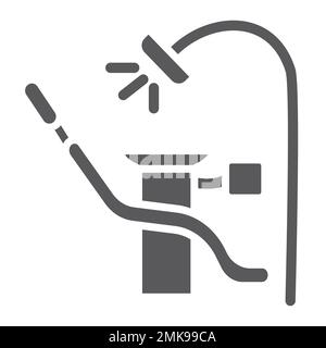 Zahnarztstuhl Glyphe Symbol, Zahn und Medizin, Stomatologe Stuhl Zeichen, Vektorgrafiken, ein solides Muster auf weißem Hintergrund, eps 10. Stock Vektor