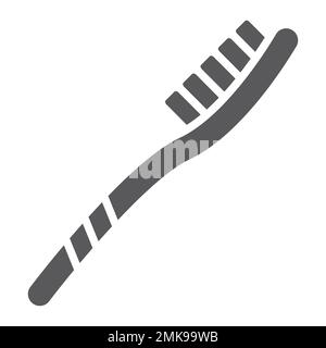Zahnbürsten-Symbol, Zahnbürste und Zähne, Borstenzeichen, Vektorgrafiken, ein ausgefülltes Muster auf weißem Hintergrund, 10. Stock Vektor