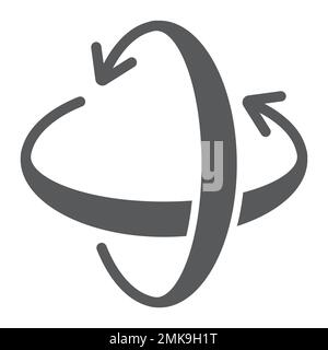 Glyphensymbol der Rotationsachse, Pivot und View, Rotationszeichen, Vektorgrafiken, ein durchgehendes Muster auf weißem Hintergrund, eps 10. Stock Vektor