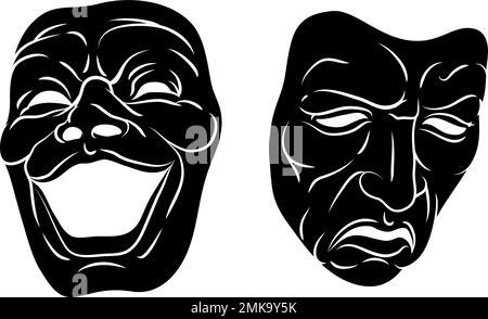 Theater Oder Theater Drama Komödie Und Tragödie Masken Stock Vektor