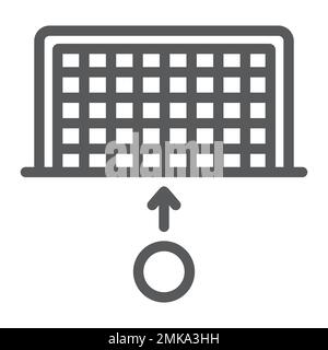 Torliniensymbol Fußball, Sport und Fußball, Strafzeichen, Vektorgrafiken, lineares Muster auf weißem Hintergrund, Stufen 10. Stock Vektor