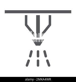 Glyphe-Symbol der Sprinkleranlage, Schutz und Feuer, Brandmelderzeichen, Vektorgrafiken, ein durchgehendes Muster auf weißem Hintergrund, Schritt 10. Stock Vektor