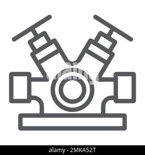 Liniensymbol Hydrantensystem, Anlage und Notfall, Wasserhahn-Schild, Vektorgrafiken, lineares Muster auf weißem Hintergrund, eps 10. Stock Vektor