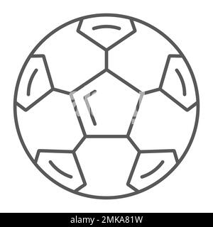 Fußball-Symbol mit dünnen Linien, Sport und Ausrüstung, Fußballschild, Vektorgrafiken, lineares Muster auf weißem Hintergrund, 10. Schritte. Stock Vektor