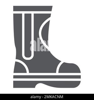 Feuerwehrstiefel Glyphe-Symbol, Feuerwehrmann und Kleidung, Feuerwehrstiefel-Schild, Vektorgrafiken, ein durchgehendes Muster auf weißem Hintergrund, Schritte 10. Stock Vektor