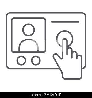 Gegensprechtelefon dünnes Liniensymbol, Kommunikation und Elektronik, Telefonzeichen, Vektorgrafiken, ein lineares Muster auf weißem Hintergrund, eps 10. Stock Vektor