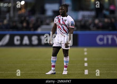 Barnet, Vereinigtes Königreich. 28. Januar 2023. Premiership Rugby. Saracens V Bristol Bears. StoneX-Stadion. Barnet. Gabriel Ibitoye (Bristol) während des Rugbyspiels Saracens V Bristol Bears Gallagher Premiership. Kredit: Sport In Pictures/Alamy Live News Stockfoto