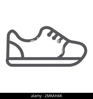 Sneakers Liniensymbol, Schuhe und Mode, Sportschuhschild, Vektorgrafiken, ein lineares Muster auf weißem Hintergrund, Schritte 10. Stock Vektor