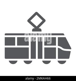 Straßenbahnsymbol, Transport und Bahn, Straßenbahnschild, Vektorgrafiken, ein ausgefülltes Muster auf weißem Hintergrund, 10. Stock Vektor