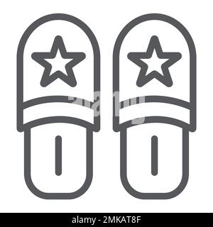 Pantoffeln Liniensymbol, Kleidung und Nachtwäsche, Schuhschild, Vektorgrafiken, ein lineares Muster auf weißem Hintergrund, 10. Stock Vektor