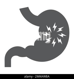 Magenschmerzen Glyphe Symbol, Körper und krank, Bauchschmerzen Zeichen, Vektorgrafiken, ein ausgefülltes Muster auf weißem Hintergrund, 10. Stock Vektor