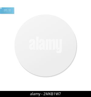 Runder, realistischer Aufkleber auf weißem Hintergrund. Rundblatt für Notizen. Stock Vektor