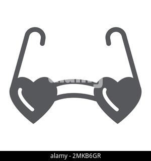 Herzförmige Sonnenbrille Glyphe Icon, Mode und Optik, Brillenschild, Vektorgrafiken, ausgefülltes Muster auf weißem Hintergrund, 10. Stock Vektor