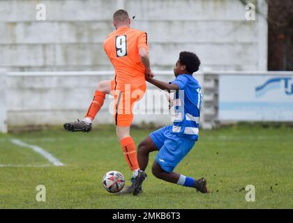 Glasshoughton, West Yorkshire, Großbritannien. 28. Januar 2023. Toolstation Northern Counties East League Division One, Glasshoughton Welfare AFC gegen Athersley Recreation am 28. Januar 2023 im Lee Johnston Signage Stadium, Glasshoughton, West Yorkshire UK Photo Credit Craig Cresswell Photography Credit: Craig Cresswell/Alamy Live News Stockfoto