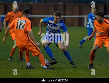 Glasshoughton, West Yorkshire, Großbritannien. 28. Januar 2023. Toolstation Northern Counties East League Division One, Glasshoughton Welfare AFC gegen Athersley Recreation am 28. Januar 2023 im Lee Johnston Signage Stadium, Glasshoughton, West Yorkshire UK Photo Credit Craig Cresswell Photography Credit: Craig Cresswell/Alamy Live News Stockfoto