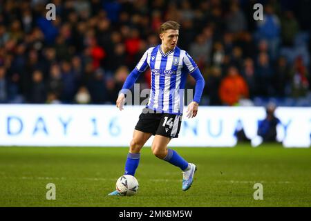 Hillsborough Stadium, Sheffield, England - 28. Januar 2023 George Byers (14) of Sheffield Mittwoch - während des Spiels Sheffield Wednesday V Fleetwood Town, Emirates FA Cup, 2022/23, Hillsborough Stadium, Sheffield, England - 28. Januar 2023 Kredit: Arthur Haigh/WhiteRosePhotos/Alamy Live News Stockfoto