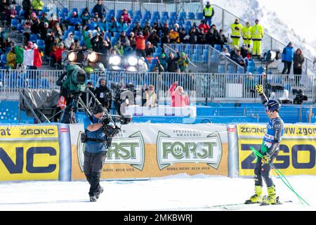 Olympia delle Tofane, Cortina d’Ampezzo, Italien, 28. Januar 2023, Masaglia Matteo (ITA) beim Audi FIS Ski World Cup 2023 - Männer Super G - Alpinskirennen Stockfoto