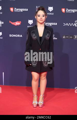 28. Januar 2023, Zaragoza, Aragon, Spanien: Carla Quilez nimmt an den Feroz Awards 2023 Teil – Roter Teppich im Auditorium am 28. Januar 2023 in Zaragoza, Spanien (Kreditbild: © Jack Abuin/ZUMA Press Wire) NUR REDAKTIONELLE VERWENDUNG! Nicht für den kommerziellen GEBRAUCH! Stockfoto