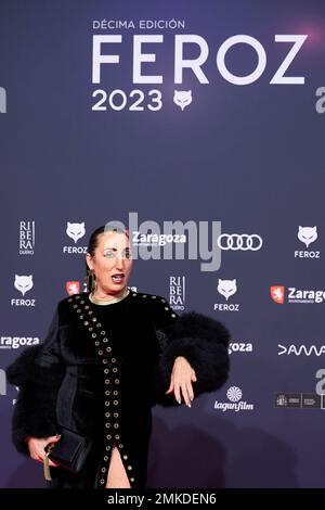 Zaragoza. Spanien. 20230128, Rossy de Palma nimmt am 28. Januar 2023 an den Feroz Awards 2023 - Red Carpet im Auditorium in Saragoza, Spanien, Teil. Kredit: MPG/Alamy Live News Stockfoto