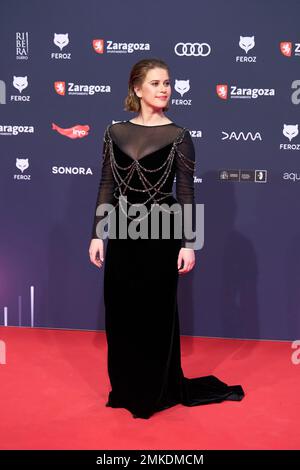 Zaragoza. Spanien. 20230128, Elisabet Casanovas nimmt am 28. Januar 2023 an den Feroz Awards 2023 - Red Carpet im Auditorium in Zaragoza, Spanien, Teil. Gutschrift: MPG/Alamy Live News Stockfoto