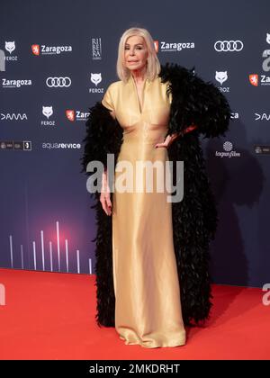 Saragossa, Spanien. 28. januar 2023. Die „Feroz Awards“-Gala wurde in der Stadt Saragossa veranstaltet, wo der Verband der kinematografischen Informanten Filme, Schauspieler, Schauspielerinnen und Filmprofis auszeichnet. Sie haben die Anwesenheit von Hunderten von Schauspielern, und der Ehrenpreis geht an Pedro Almodovar. Juan Antonio Perez/Alamy Live News Stockfoto
