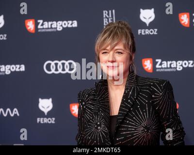 Saragossa, Spanien. 28. januar 2023. Die „Feroz Awards“-Gala wurde in der Stadt Saragossa veranstaltet, wo der Verband der kinematografischen Informanten Filme, Schauspieler, Schauspielerinnen und Filmprofis auszeichnet. Sie haben die Anwesenheit von Hunderten von Schauspielern, und der Ehrenpreis geht an Pedro Almodovar. Juan Antonio Perez/Alamy Live News Stockfoto