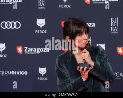 Saragossa, Spanien. 28. januar 2023. Die „Feroz Awards“-Gala wurde in der Stadt Saragossa veranstaltet, wo der Verband der kinematografischen Informanten Filme, Schauspieler, Schauspielerinnen und Filmprofis auszeichnet. Sie haben die Anwesenheit von Hunderten von Schauspielern, und der Ehrenpreis geht an Pedro Almodovar. Juan Antonio Perez/Alamy Live News Stockfoto