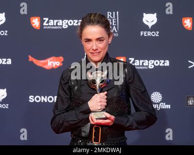 Saragossa, Spanien. 28. januar 2023. Die „Feroz Awards“-Gala wurde in der Stadt Saragossa veranstaltet, wo der Verband der kinematografischen Informanten Filme, Schauspieler, Schauspielerinnen und Filmprofis auszeichnet. Sie haben die Anwesenheit von Hunderten von Schauspielern, und der Ehrenpreis geht an Pedro Almodovar. Juan Antonio Perez/Alamy Live News Stockfoto