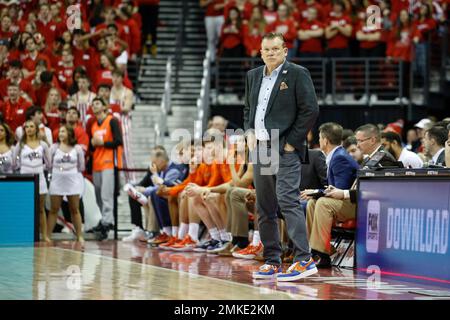 Madison, WI, USA. 28. Januar 2023. Illinois Fighting Illini Head Coach Brad Underwood während des NCAA-Basketballspiels zwischen den Illinois Fighting Illini und den Dachse von Wisconsin im Kohl Center in Madison, WI. Darren Lee/CSM/Alamy Live News Stockfoto