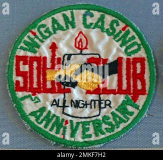 Wigan Casino Soul Club, Anfängerabzeichen nähen Stockfoto