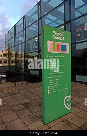 Wigan Council Buildings, Das Wigan Life Centre, Believe Square, Wigan, Greater Manchester, Lancashire, ENGLAND, GROSSBRITANNIEN, WN1 1PF Stockfoto