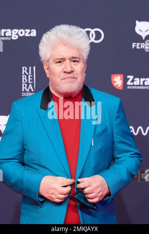 28. Januar 2023, Zaragoza, Aragon, Spanien: PEDRO ALMODOVAR nimmt an den Feroz Awards 2023 Teil - Roter Teppich im Auditorium. (Kreditbild: © Jack Abuin/ZUMA Press Wire) NUR REDAKTIONELLE VERWENDUNG! Nicht für den kommerziellen GEBRAUCH! Stockfoto