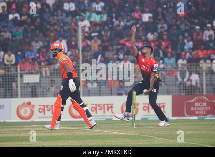 Nicht exklusiv: 28. Januar 2023 in Sylhet-Bangladesch: Comilla Victorians Team Bowler MUSTAFIZUR RAHMAN FIZ beim Bowling am heutigen Spiel zwischen Comil Stockfoto