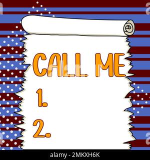 Schreiben und Textanzeige Anrufen. Geschäftskonzept fordert telefonische Kommunikation, um über etwas zu sprechen Stockfoto