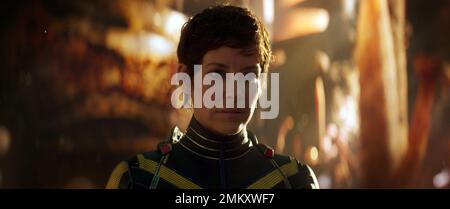 ANT-man and the Wasp: Quantumania ist ein bevorstehender amerikanischer Superheldenfilm, der auf Marvel Comics basiert und die Charaktere Scott lang / Ant-man und Hope Pym / Wasp zeigt. Dieses Foto ist nur zur redaktionellen Verwendung bestimmt und ist das Urheberrecht des Filmunternehmens und/oder des von dem Film- oder Produktionsunternehmen zugewiesenen Fotografen und darf nur durch Veröffentlichungen in Verbindung mit der Werbung für den oben genannten Film reproduziert werden. Eine obligatorische Gutschrift für die Filmgesellschaft ist erforderlich. Dem Fotografen sollte ebenfalls eine Gutschrift gutgeschrieben werden, wenn er bekannt ist. Stockfoto