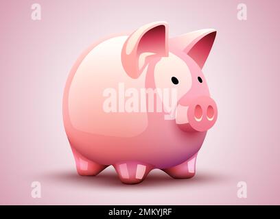 Sparschwein. Symbol für Gewinn und Wachstum. Investitionen und Einsparungen. Vektordarstellung Stock Vektor